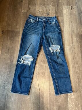 American Eagle Outfitters Distressed Dark Blue Boyfriend Jeans